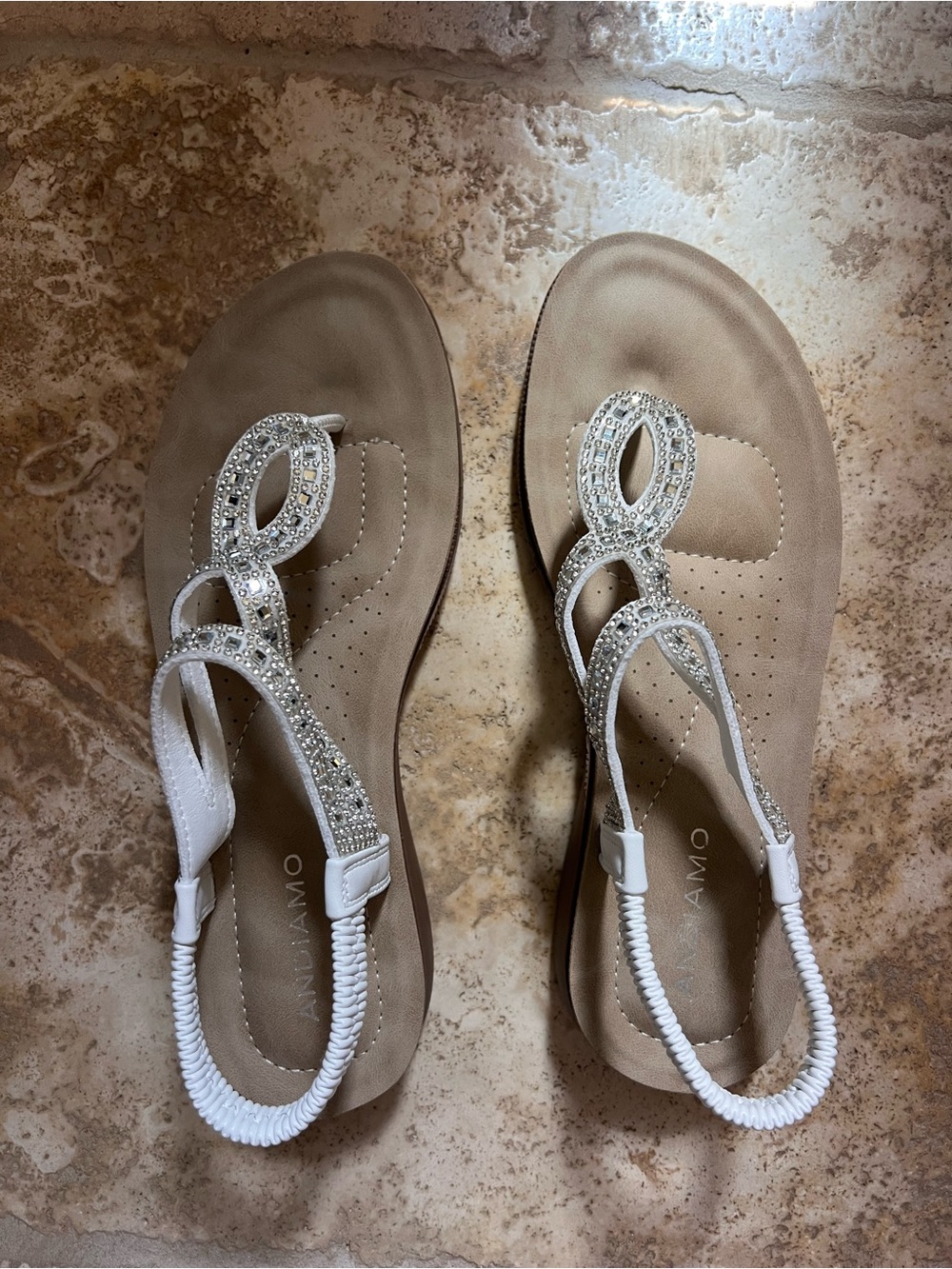 Andiamo sandals Beige and White Crystal-Embellished Women’s Sandals